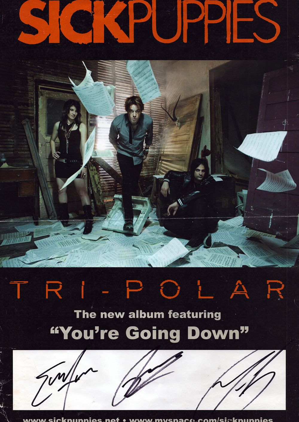 Lot 214: Sick Puppies signed folded poster.
