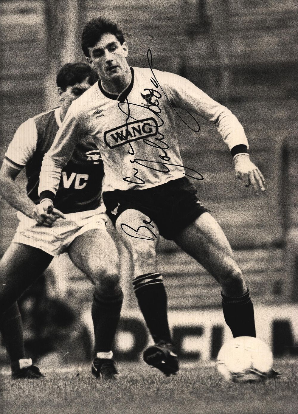 Lot 254: John Aldridge signed 8x6inch black and white photo.