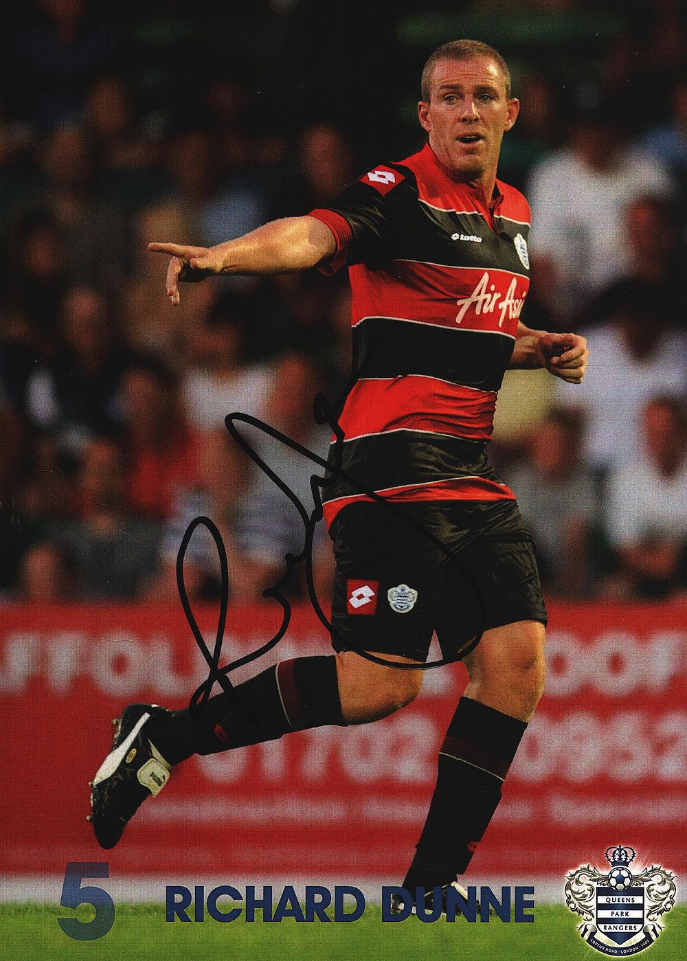 Lot 265: Ruichard Dunne signed 8x6inch QPR colour promo photo.