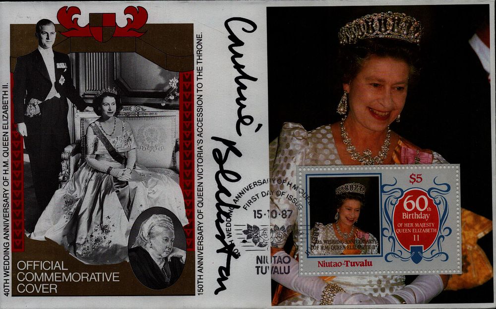 Lot 318: Caroline Blakiston signed 40th wedding anniv of HM...