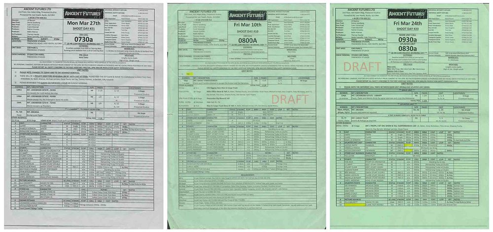 Lot 330: Jurassic World Call Sheets size A4 but at...