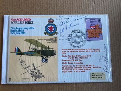 WW2 Luftwaffe aces H Grasser KC, E Isken KC, US ace R Coats signed RAF cover. 18 Sqn cover 