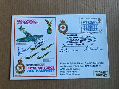 WW2 Top aces Douglas Bader and Johnnie Johnson signed RAF Westhampnett Goodwood Airshow cover. 