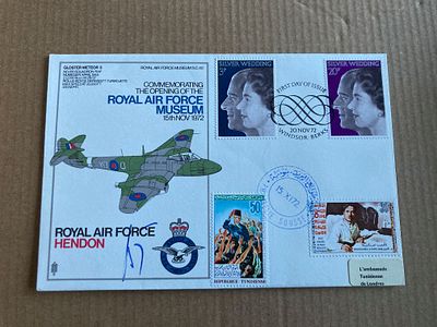 SC40e Opening RAF Museum cover Signed Tunisian Ambassador. Silver Wedding stamps and Tunisia 