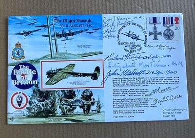 WW2 Battle of Britain 3 Female Military Medal winners 4 pilots rare signed cover. 50th ann The 
