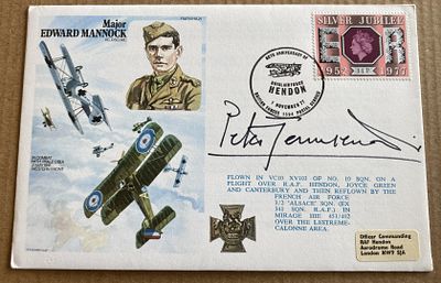 WW2 Ace Peter Townsend DSO DFC signed on Edward Mannock VC Historic Aviators cover. Group 