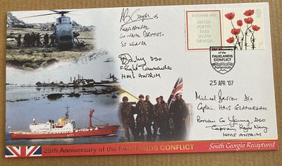 Falklands War senior commanders signed Internetstamps official FDC 2007. Falklands Conflict 
