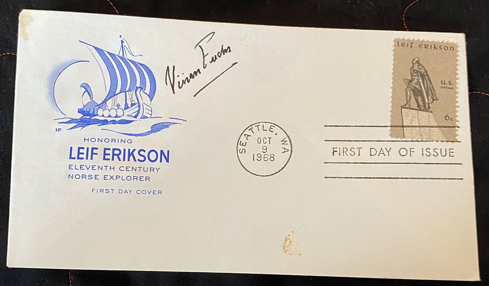 Explorer Vivian Fuchs signed Honouring Leif Erikson Eleventh Century Norse Explorer FDC. Sir 