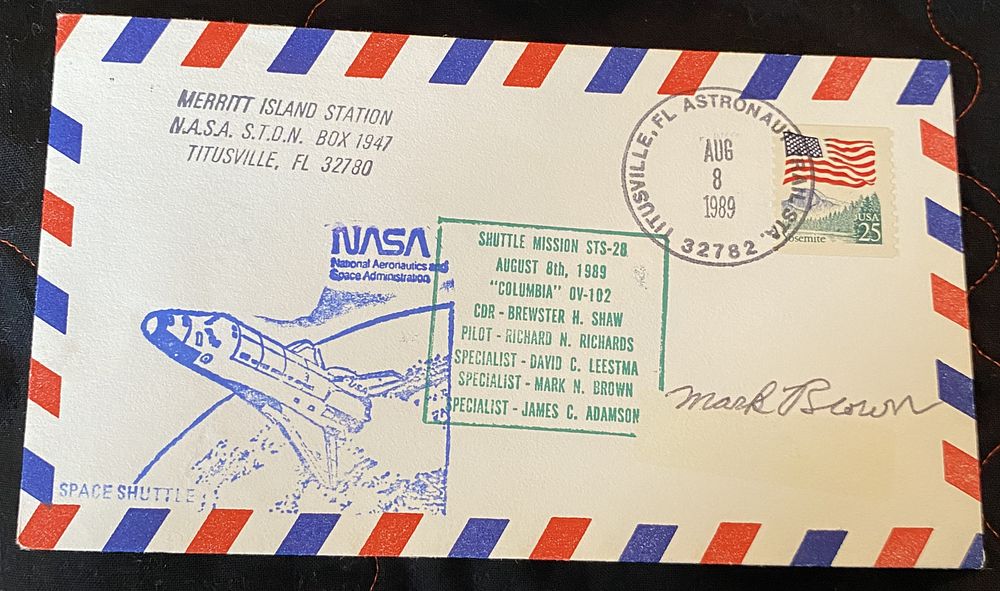 NASA Astronaut Mark N Brown signed STS-28 Columbia OV-102 8 Aug 1989 Space FDC. Missions STS-28 