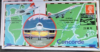Concorde Flown Captain Derek Mitchell signed Concorde 25th ann of First Commercial Supersonic 