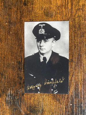 WW2 U Boat Wolfgang Hirschfeld signed 4 x 3 magazine card photo. Radio operator and Nco in the 