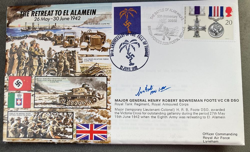 WW2 Maj General Henry Robert Bowreman Foote VC signed JS/50/42/7 The Retreat to El Alamein 26 