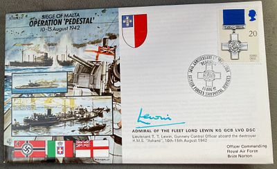 WW2 Admiral of the Fleet Lord Lewin KG signed JS/50/42/9 Siege of Malta Operation 'Pedestal' 