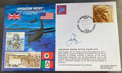 WW2 Lt Dennis Patten Galpin DFM signed JS/50/43/7 Operation 'Husky' Allied Invasion of Sicily 