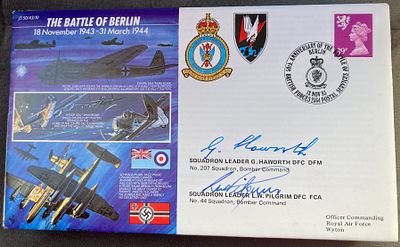 WW2 Sqn Ldr G. Haworth and Sqn Ldr L.W. Pilgrim signed JS/50/43/10 The Battle of Berlin 18 Nov 