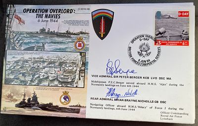 WW2 V/Ad Sir Peter Berger and R/Ad Brian Brayne Nicholls signed JS/50/44/4B Operation 