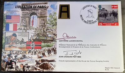 WW2 Capitaine Lucien Duval and Jean Jacques Piot MBE signed JS/50/44/9 Liberation of Paris 25 