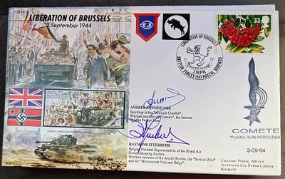 WW2 Andree Antoine OBE and Raymond Itterbeek signed JS/50/44/10 Liberation of Brussels 3 Sept 