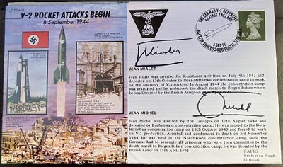 WW2 Jean Mialet and Jean Michael signed JS/50/44/11 V-2 Rocket Attacks Begin 8 Sept 1944 WW2 