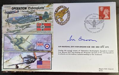 WW2 Air Marshal Sir Ivor Broom signed JS/50/45/1 Operation 'Bodenplatte' 1 Jan 1945 WW2 FDC. PM 