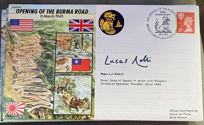 WW2 Major L.J. Ralli signed JS/50/45/4 Opening of the Burma Road 8 March 1945 WW2 FDC. PM 50th 