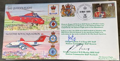 RAF Grp Capt J.A. King and Grp Capt J.R.D. Morley signed JS(CC)2 The Queens Flight no 32 (The 