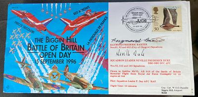 RAF Raymond Frederic Baxter and Sqn Ldr Neville F Duke signed JS(CC)15 The Biggin Hill Battle 