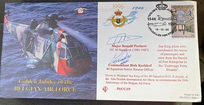 RAF Major Ronald Peelaers and Commandant Dirk Kerkhof signed JS(CC)19 Golden Jubilee of the 