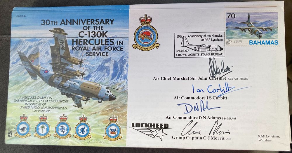 RAF ACM Sir John Cheshire, Air Cmdre Ian Corbitt, Air Cmdre DN Adams and Grp Capt CJ Morris 