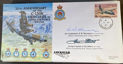 RAF Air Cmdre E.W. Merriman and Grp Capt G.H. Gilbert signed JS(CC)24 30th ann of the C-130K 