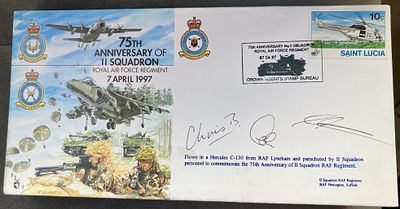 RAF II Sqn Parachutists and Falling Rocks Team 07.04.97 full signed JS(CC)29 75th ann of II Sqn 