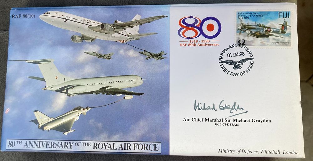 RAF Air Chief Marshal Sir Michael Graydon signed JS(CC)50 RAF 80(10) 80th ann of the RAF 