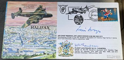 RAF Air Chief Marshal Sir Lewis Hodges and Flt Lt W.F.O Thompson signed RAF(PandP)4 Halifax - 