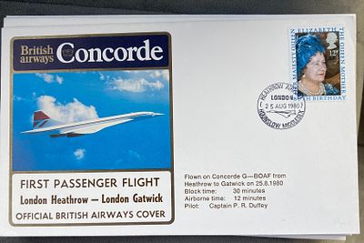 Concorde Flown unsigned BA Concorde First Flight London Heathrow - London Gatwick 25 Aug 1980 