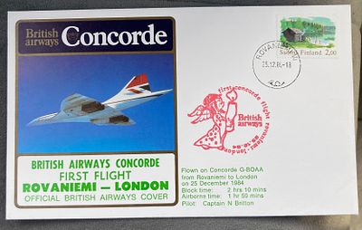 Concorde Flown unsigned BA Concorde First Flight Rovaniemi-London 25 Dec 1984 Concorde FDC. 