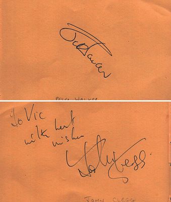 Peter Walker and John Clegg signed album page. Signed back to back.