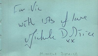 Michelle Dotrice signed album page. Dedicated.