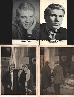 Adam Faith black and white photo collection. 4 in total, only 1 signed.