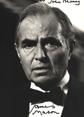 James Mason signed 7x5inch black and white photo.