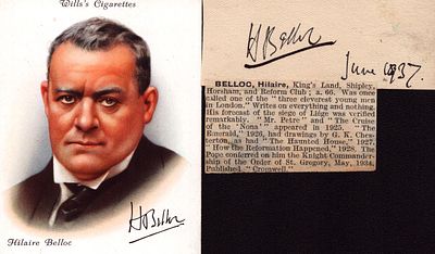 Hilaire Belloc clipped signature piece with unsigned small photo.
