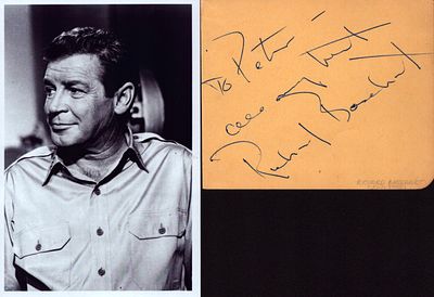 Richard Basehart signed album page with unsigned 6x4inch black and white photo. Dedicated.