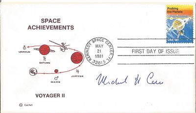 Astronaut Michael Carr signed Space Achievements Voyager II FDI PM Kennedy Space Center , FL 