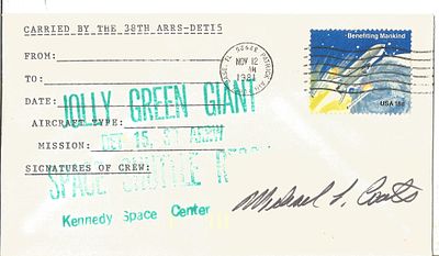 Astronaut Michael Coats signed Jolly Green Giant Space Shuttle Kennedy Space Center envelope PM 