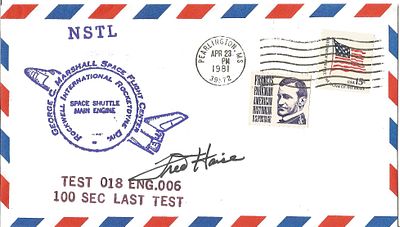 Astronaut Fred Haise signed NSTL Space Shuttle FDC PM Pearlington, MS 39572 Apr 23 PM 1981.