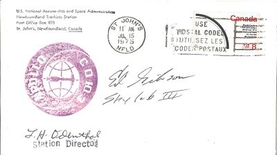 Astronaut Ed Gibson signed Apollo commerative Envelope PM St Johns 11 AM Jul 15 1975 NFLD.