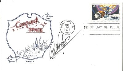 Astronaut Bill Pogue signed Conquest of Space FDC PM Houston , TX May 14 1974 77013.