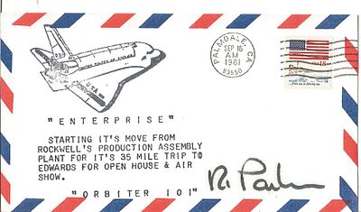 Astronaut Robert A. Parker signed Space Shuttle "Enterprise" FDC PM Palmdale, CA Sep 16 AM 1981 