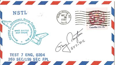 Atronaut Gary Payton signed NSTL Space Shuttle Envelope PM Pearlington, MS May 5 PM 1981 39572.