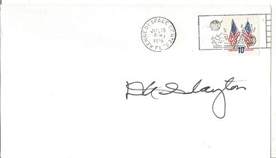 Astronaut Deke Slayton signed envelope PM Kennedy Space Center FL Jul 15 PM 1975.