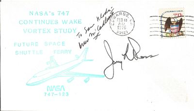 Astronaut Jerry L Ross and Bruce McCandless signed NASA 747 FDC PM Edwards . CA Feb 18 AM 1976 